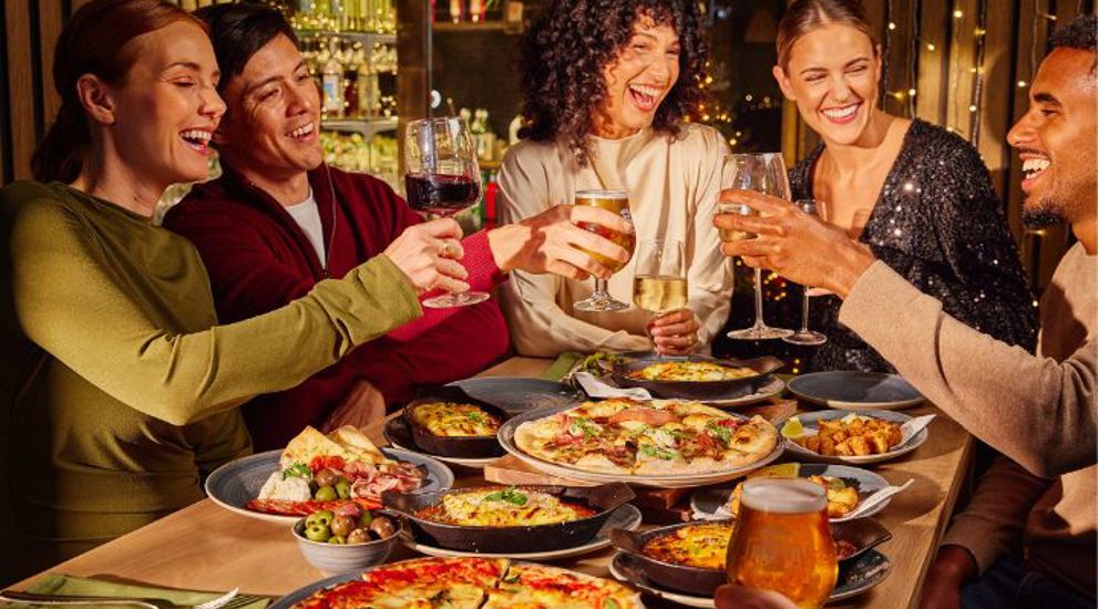 Friends enjoying an Italian Feast